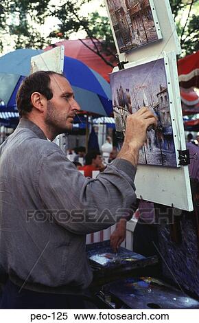 Stock Photography - Artist Painting Montmatre Paris France. Fotosearch