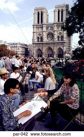 Artists At Notre Dame Paris France View Large Photo Image Stock Image - Artists At Notre Dame Paris France. Fotosearch