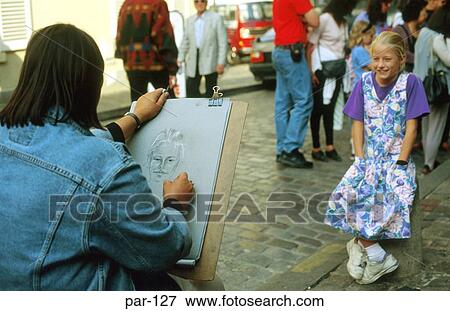 Artists at Work Montmartre Paris France View Large Photo Image Stock Photo - Artists at Work Montmartre Paris France. Fotosearch