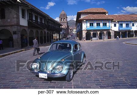 Beetle Car in the Plaza de Amas Cuzco Peru View Large Photo Image Stock Photo - Beetle Car in the Plaza de Amas Cuzco Peru. Fotosearch