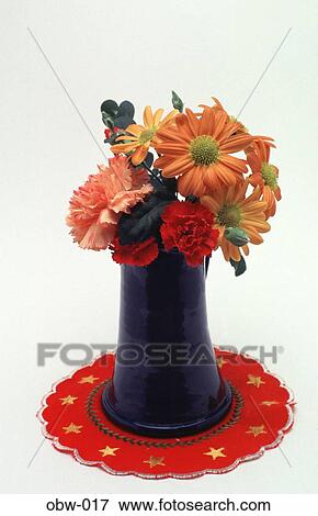 Blue Vase of Flowers View Large Photo Image Stock Photo - Blue Vase of Flowers. Fotosearch