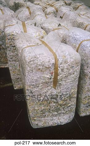Stock Photo - Bundles of Shredded Waste Paper UK. Fotosearch
