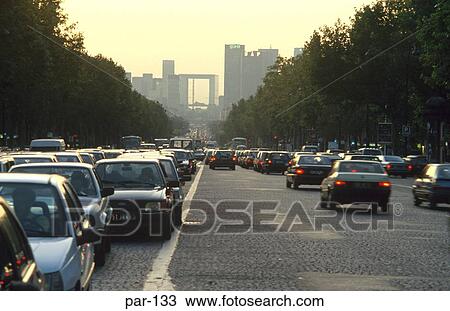 Stock Image - Busy and Polluted Boulevard Paris France. Fotosearch
