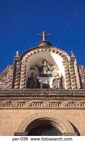Carved & Painted Religious Figures La Catedral Peru View Large Photo Image Stock Photo - Carved & Painted Religious Figures La Catedral Peru. Fotosearch