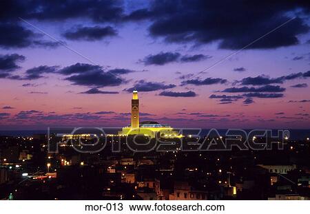 Casablanca at Night Morocco View Large Photo Image Stock Image - Casablanca at Night Morocco. Fotosearch