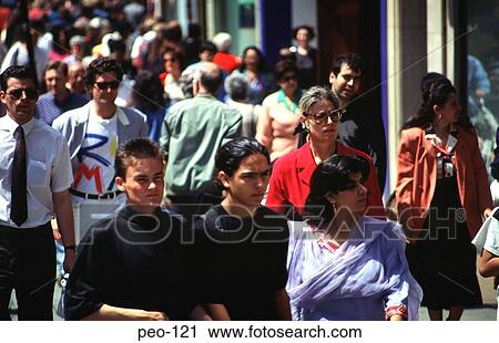 Stock Image - Casually Dressed Cosmopolitan Pedestrians. Fotosearch