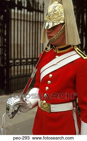 Stock Image - Coldstream Guardsman in Ceremonial Dress London UK. Fotosearch