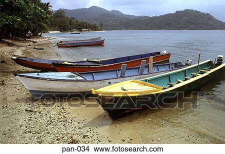 Colourful Boats Pulled on Beach Isla Grande Panama View Large Photo Image Picture - Colourful Boats Pulled on Beach Isla Grande Panama. Fotosearch