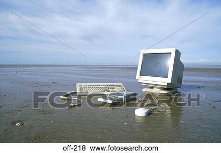 Stock Photo - Computer On Beach. Fotosearch