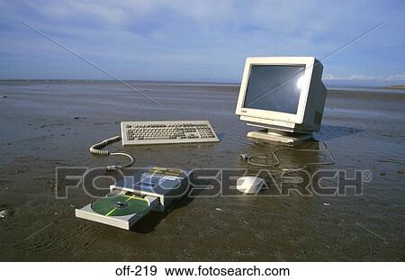 Stock Photo - Computer On Beach. Fotosearch