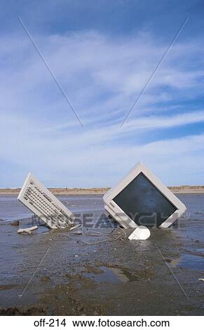 Picture - Computer Stuck in Sand. Fotosearch