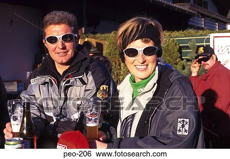 Stock Photograph - Couple at Ski Resort. Fotosearch