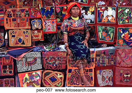 Cuna Indian Woman Sitting in Market Stall View Large Photo Image Stock Photo - Cuna Indian Woman Sitting in Market Stall. Fotosearch