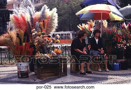 Stock Photography - Dried Flower Stall Lisbon Portugal. Fotosearch