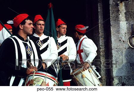 Stock Photography - Drummer Band in Traditional Italian Costume. Fotosearch