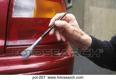 Dusting Car Bumper for Fingerprints UK View Large Photo Image Stock Photo - Dusting Car Bumper for Fingerprints UK. Fotosearch
