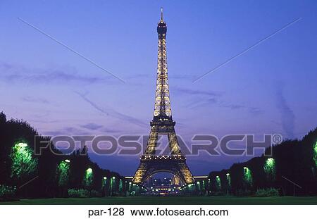 Eifel Tower at Night Paris France View Large Photo Image Stock Photo - Eifel Tower at Night Paris France. Fotosearch