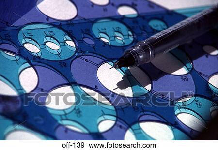 Stock Photo - Ellipse Templates and Technical Drawing Pen. Fotosearch
