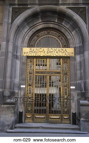 Entrance to the Banca Romana Bank Bucharest Romania View Large Photo Image Stock Photo - Entrance to the Banca Romana Bank Bucharest Romania. Fotosearch