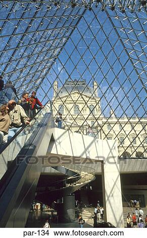 Facade of Louvre through Glass Pyramid Paris France View Large Photo Image Picture - Facade of Louvre through Glass Pyramid Paris France. Fotosearch