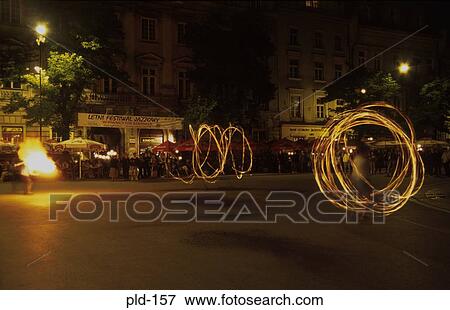 Stock Photo - Fire Eaters Rynek Glowny Krakow Poland. Fotosearch