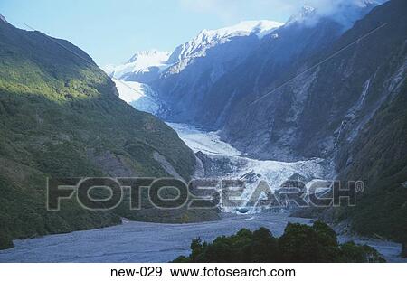 Stock Photo - Franz Josef Glacier in Mountain Valley New Zealand. Fotosearch