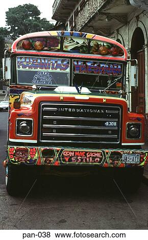 Front of Decorated Bus Panama City View Large Photo Image Stock Photo - Front of Decorated Bus Panama City. Fotosearch