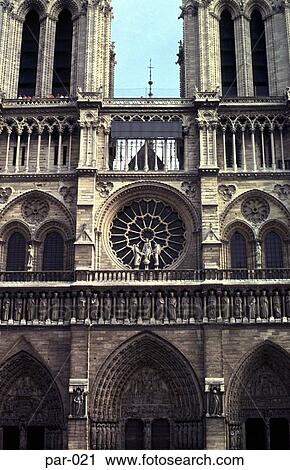 Stock Image - Front View of Notre Dame Paris France. Fotosearch