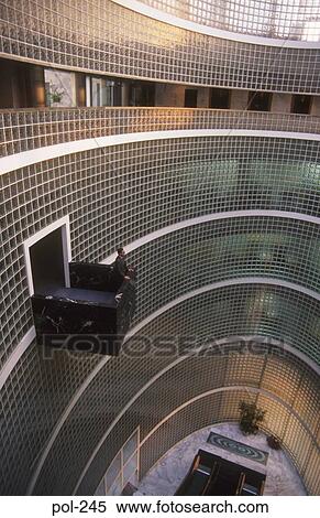 Stock Photography - Glass Interior of the Banco de Credito Lima Peru. Fotosearch