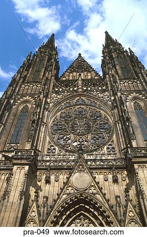 Gothic Facade of St Vitus Cathedral Prague View Large Photo Image Stock Photo - Gothic Facade of St Vitus Cathedral Prague. Fotosearch