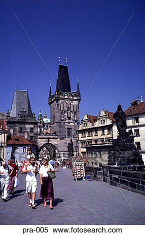 Stock Photography - Ground Level view of Charles Bridge Prague. Fotosearch