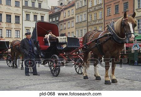 Horse and Carriage Market Square Warsaw Old Town Poland View Large Photo Image Stock Photo - Horse and Carriage Market Square Warsaw Old Town Poland. Fotosearch