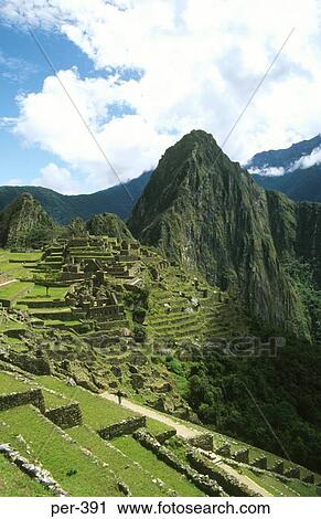 Stock Image - Incan Ruins at Machu Picchu Peru. Fotosearch