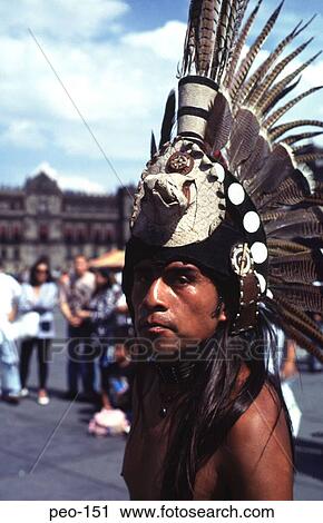 Indian Man wearing a Feathered Head-dress Mexico View Large Photo Image Stock Image - Indian Man wearing a Feathered Head-dress Mexico. Fotosearch