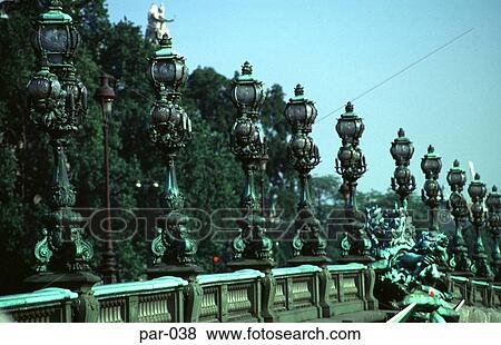 Lampposts on the Alexander III Bridge Paris France View Large Photo Image Stock Photo - Lampposts on the Alexander III Bridge Paris France. Fotosearch