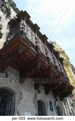 Latticework Balconies Archbishop's Palace Lima Peru View Large Photo Image Stock Image - Latticework Balconies Archbishop's Palace Lima Peru. Fotosearch