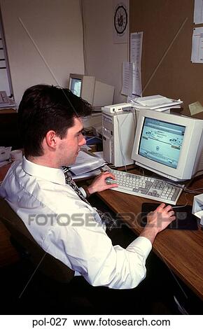 Man Working at Computer View Large Photo Image Stock Photo - Man Working at Computer. Fotosearch