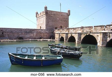 Stock Photograph - Medieval Fort at Essaouria Harbour Morocco. Fotosearch