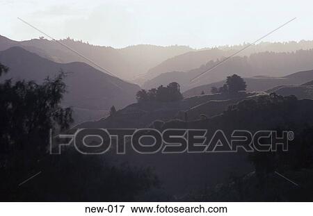 Stock Photo - Misty Landscape New Zealand. Fotosearch
