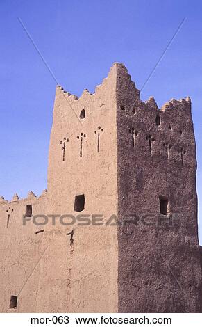 Mud Brick Defensive Tower in Village Morocco View Large Photo Image Stock Image - Mud Brick Defensive Tower in Village Morocco. Fotosearch