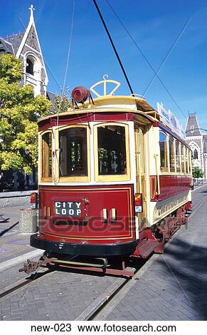 Old Fashioned Tram Christchurch New Zealand View Large Photo Image Stock Image - Old Fashioned Tram Christchurch New Zealand. Fotosearch