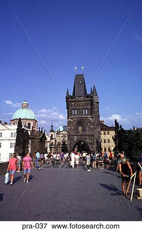 Old Town Gate from Charles Bridge View Large Photo Image Stock Photo - Old Town Gate from Charles Bridge. Fotosearch
