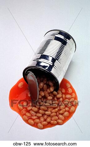Stock Photography - Open Bean Can with Spilled Beans. Fotosearch