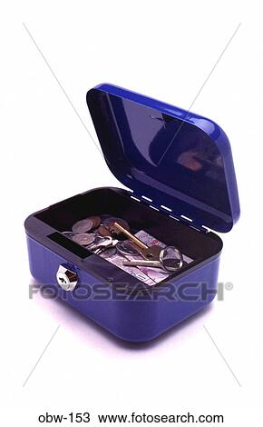 Stock Image - Open Blue Cash Box. Fotosearch