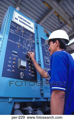 Operator in Control Room Edegel Thermal Power Station Peru View Large Photo Image Stock Photo - Operator in Control Room Edegel Thermal Power Station Peru. Fotosearch