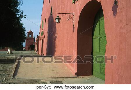 Stock Photography - Painted Buildings of the Tacama Vineyard Ica Peru. Fotosearch