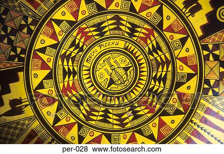 Painted Inca Design in Souvenir Bowl Peru View Large Photo Image Stock Photo - Painted Inca Design in Souvenir Bowl Peru. Fotosearch