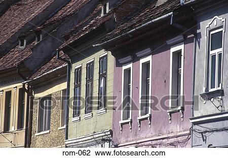 Painted Terraced Houses Brasov Romania View Large Photo Image Stock Image - Painted Terraced Houses Brasov Romania. Fotosearch