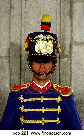 Stock Image - Palace Guard in Ceremonial Uniform Ecuador. Fotosearch