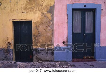 Stock Photo - Pastel Walls Olihao Portugal Europe. Fotosearch